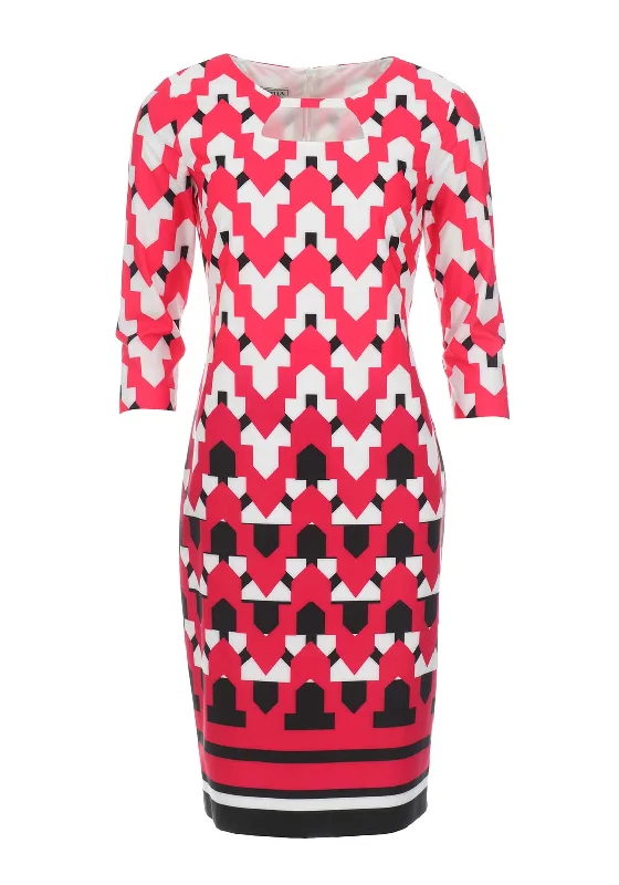 Early Bird Discount Lizabella Geometric Print Pencil Dress, Red Multi