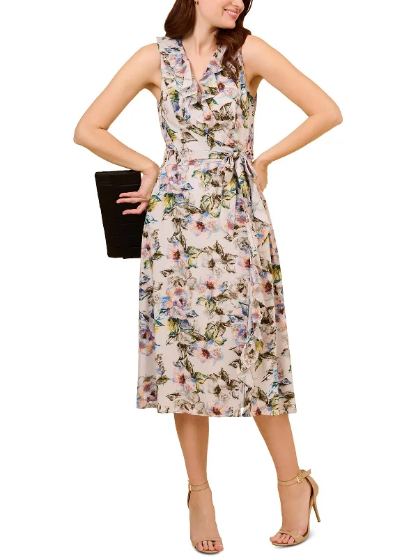 Lowest Price Womens Ruffled Printed Midi Dress