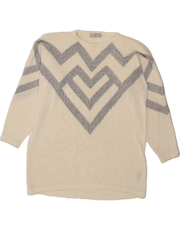 Limited Time VINTAGE Womens Crew Neck Jumper Sweater UK 16 Large Off White Geometric Limited Time VINTAGE Womens Crew Neck Jumper Sweater UK 16 Large Off White Geometric