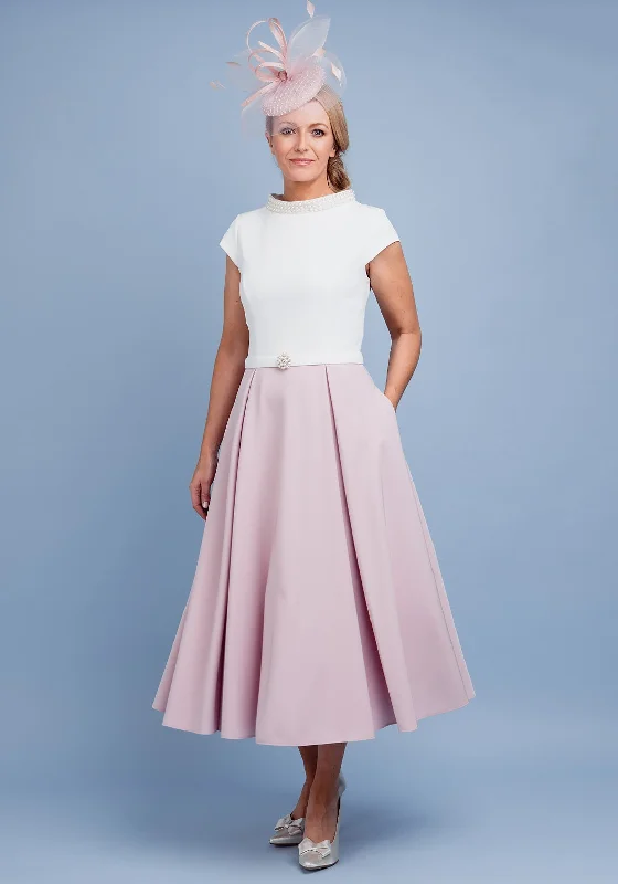 Flash Deals Invitations by Veni for Ronald Joyce Pearl Trim Dress, Blush & Ivory