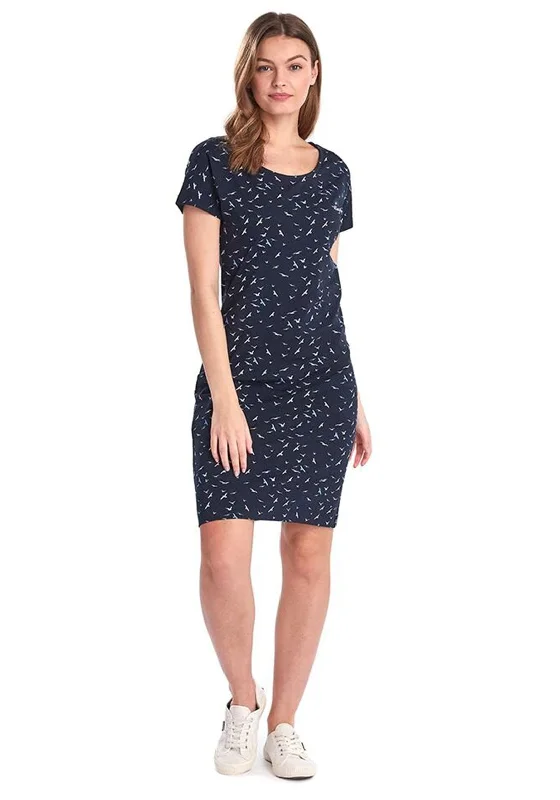 Don't Wait Barbour Womens Harewood Bird Print Dress, Navy