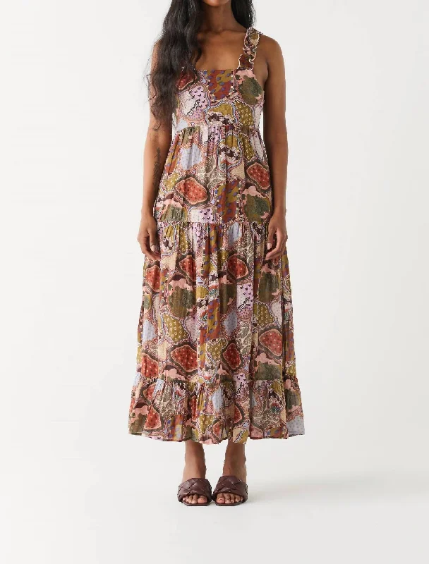 Unmissable Offer Paisley Tiered Dress In Brown