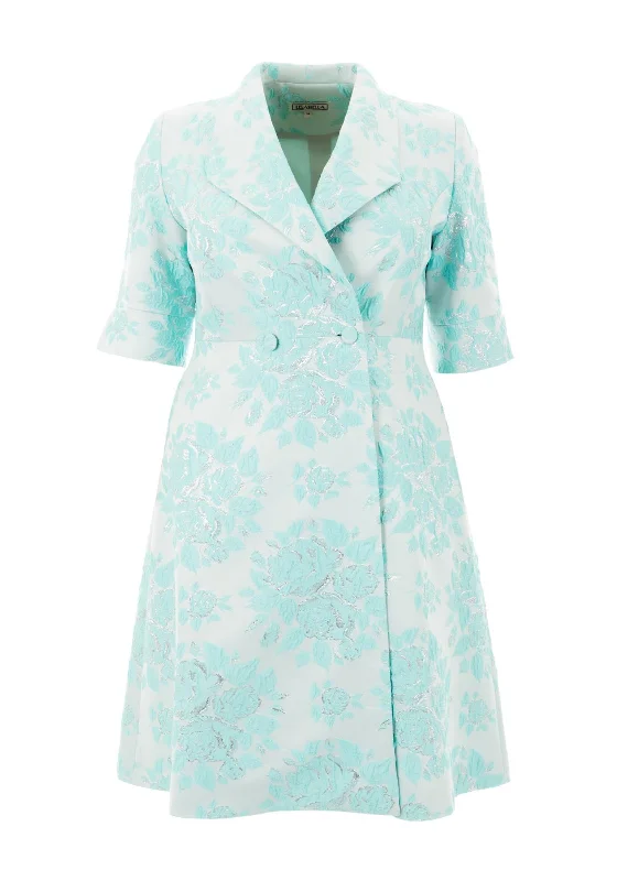 Limited Time Discount Lizabella Metallic Floral Dress Coat, Mint