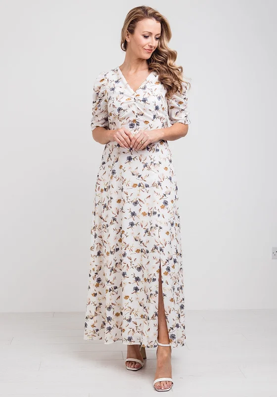 Year-End Sale Jolie Moi Floral Open Back Maxi Dress, Cream