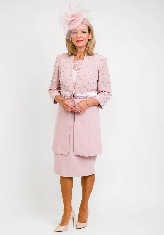 Now or Never Veni Infantino for Ronald Joyce Embellished Coat and Dress, Vintage Rose