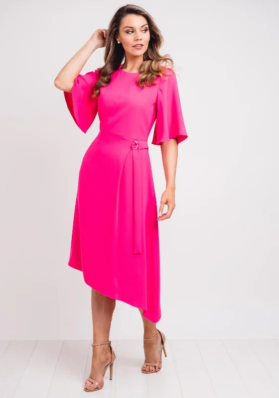Extra Savings Ella Boo Belt Trim A-Line Midi Dress, Hot Pink