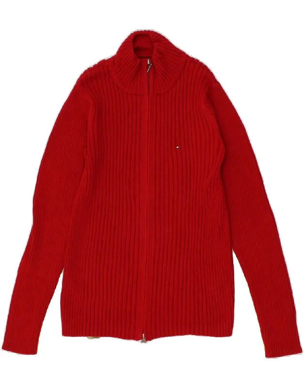 Big Discounts TOMMY HILFIGER Womens Cardigan Sweater UK 12 Medium Red Cotton