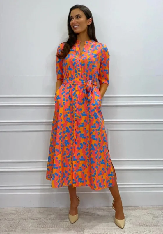 Extra Discounts Kate & Pippa Capri Swirl Dot Print Midi Dress, Orange Azure