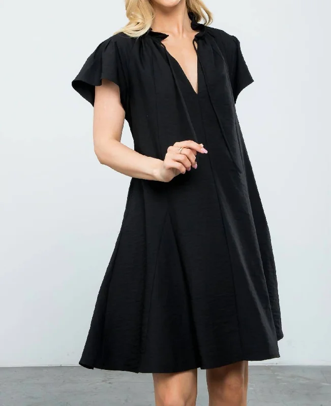 Take Advantage Black Flutter Sleeve Dress