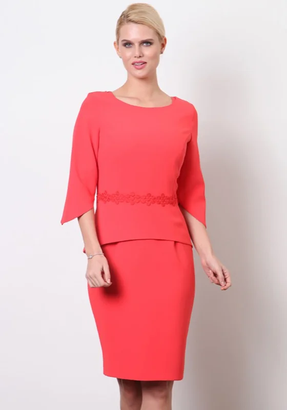 Buy Now Lizabella Embroidered Waist Overlay Dress, Red