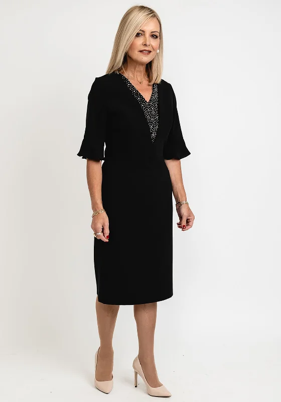Crazy Deals Lizabella Embellished V-Neck Pencil Dress, Black
