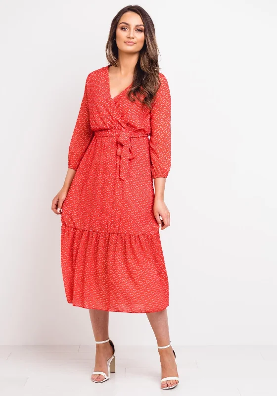 Super Sale Kate + Pippa Boho Printed Midi Dress, Red