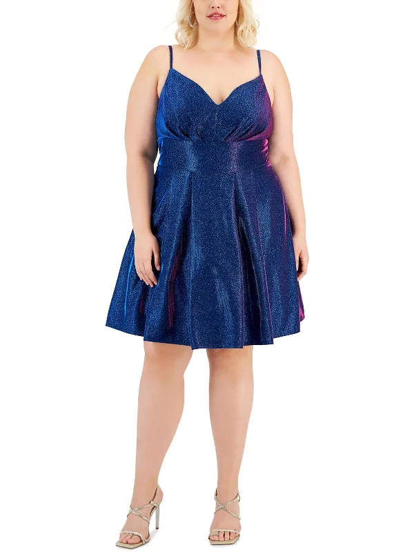 Final Markdown Plus Womens Metallic Mini Cocktail and Party Dress