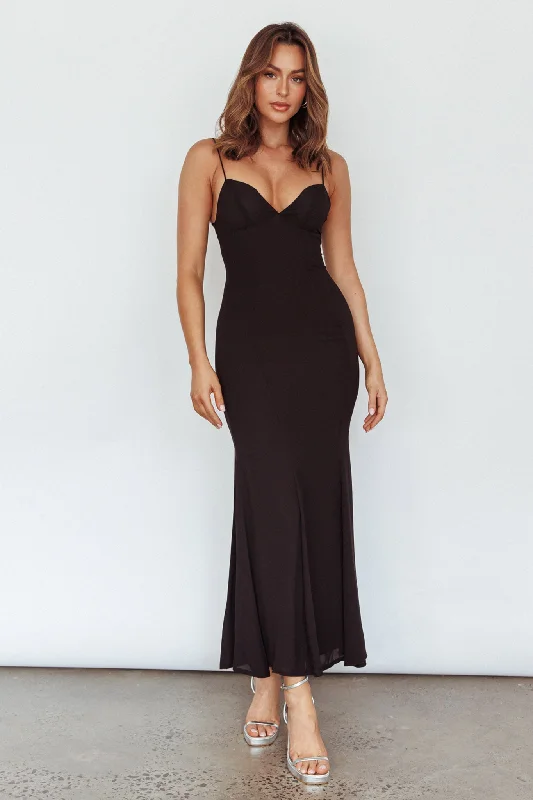 Best Bargains Dreaming Of Paris Bodycon Mermaid Maxi Dress Black