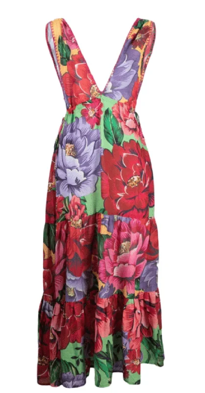 Deal of the Week Farm Rio Women Winter Chita Long Dress Green Multi