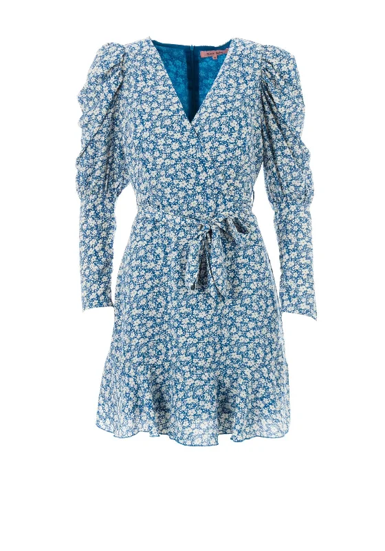 Massive Deals Seventy1 Volume Sleeve Daisy Print Mini Dress, Blue