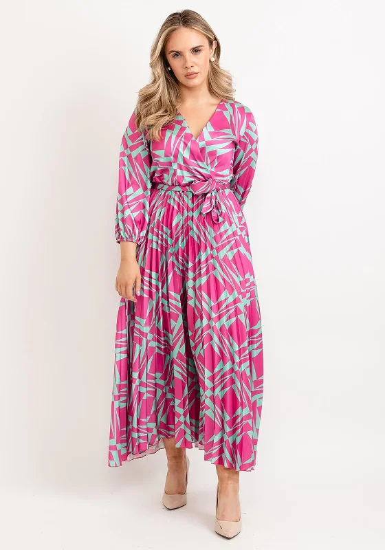 Huge Discounts Seventy1 One Size Shape Pleated Maxi Dress, Pink & Green