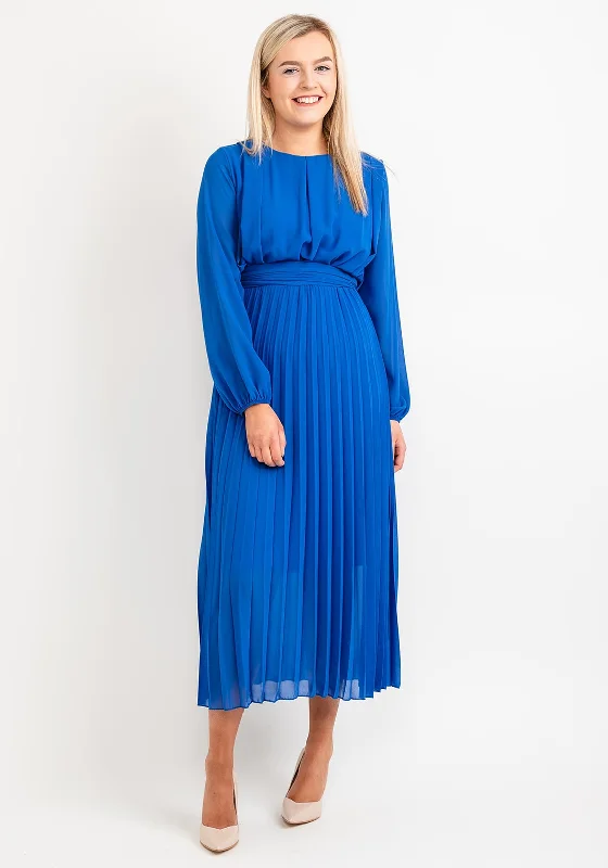 Special Price Seventy1 One Size Pleated Round Neck Maxi Dress, Royal Blue