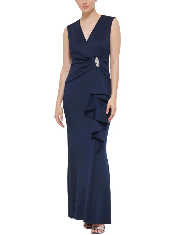Bargain Bin Womens Scuba Sleeveless Evening Dress