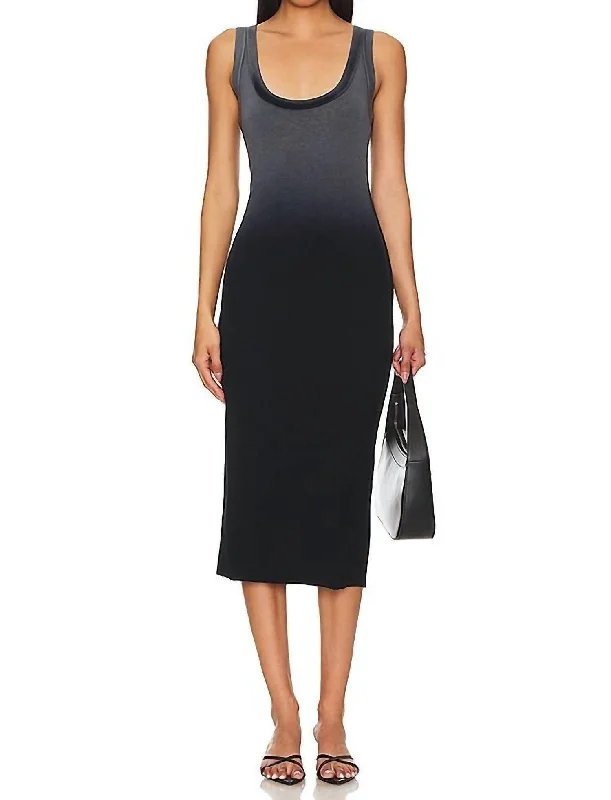 Hurry In Verona Midi Dress In Black Cast