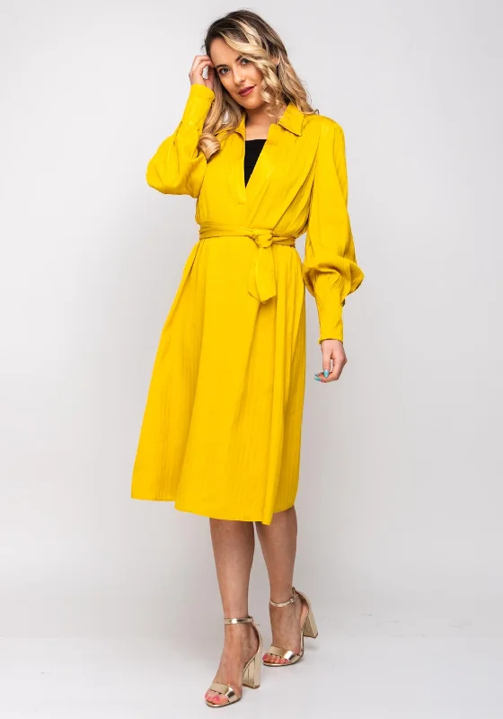 Clearance Items Lily Belted Tunic Midi Dress, Mustard
