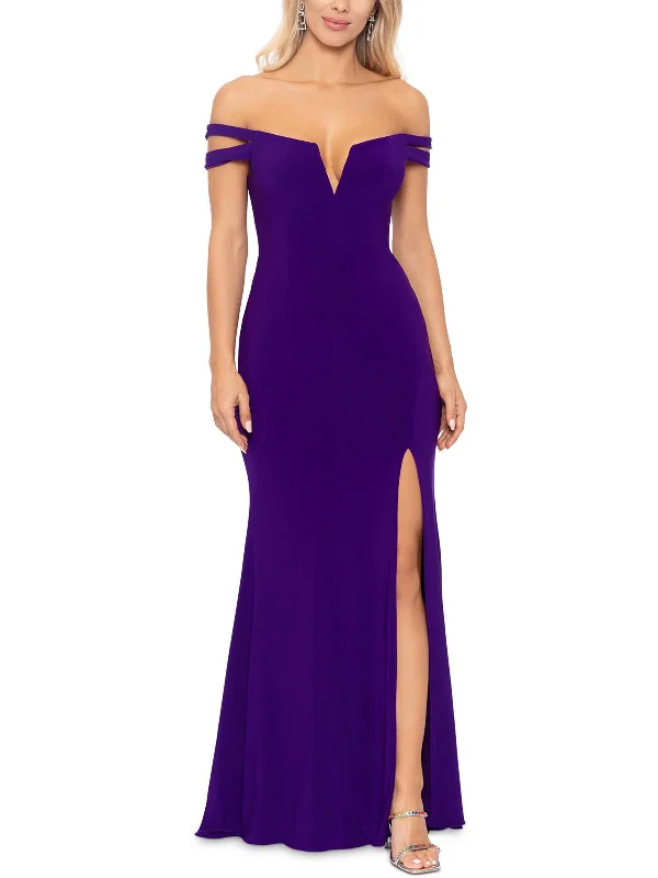 Deal Frenzy Womens V Neck Cold Shoulder Formal Dress