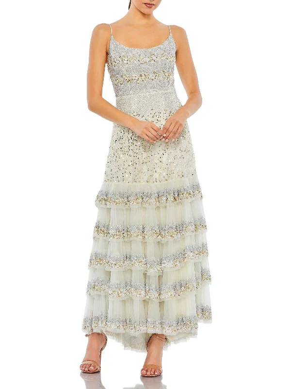 Sale Event Womens Sequin Tiered Evening Dress