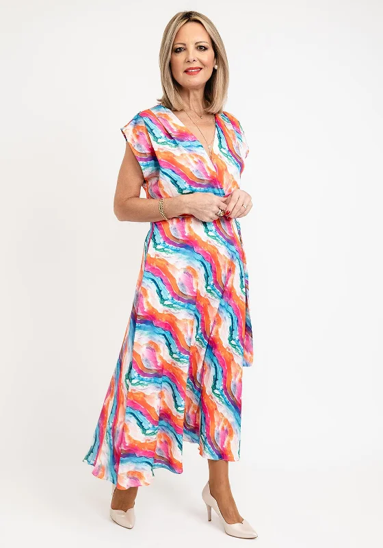 Shop and Save Lizabella V-neck Print Midi Dress, Multi Print