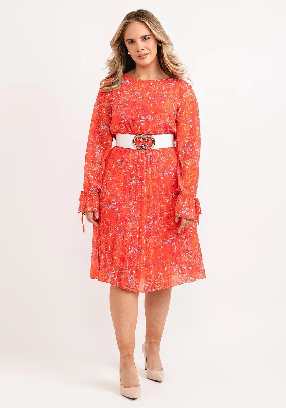 Reduced Prices Seventy1 One Size Abstract Round Neck Midi Dress, Orange