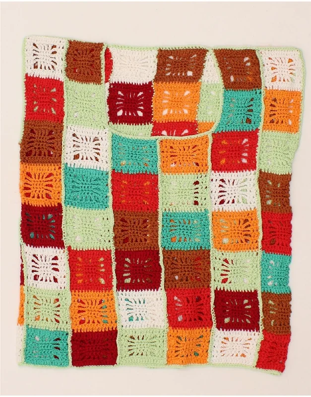 Discount Deals VINTAGE Womens Crochet Vest Tank Top UK 16 Large Multicoloured Check