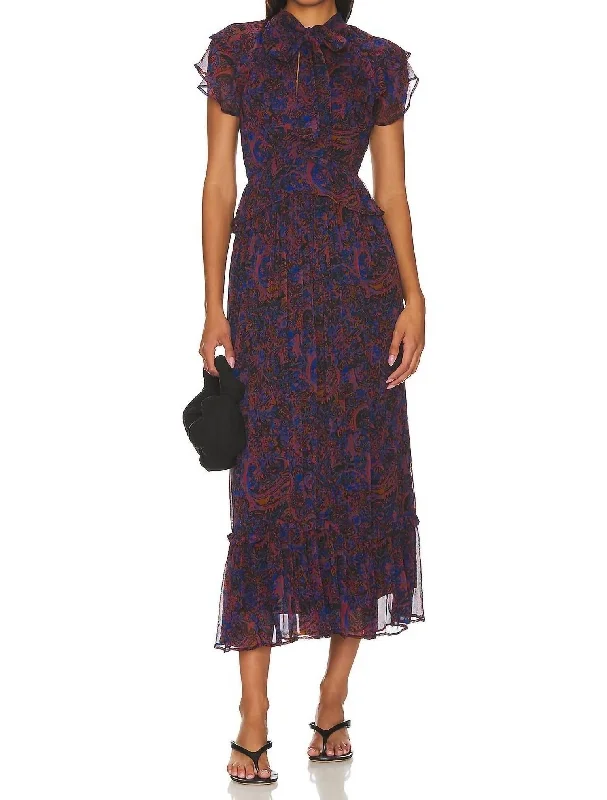 Final Clearance Nicolette Ankle Dress In Retrograde Paisley