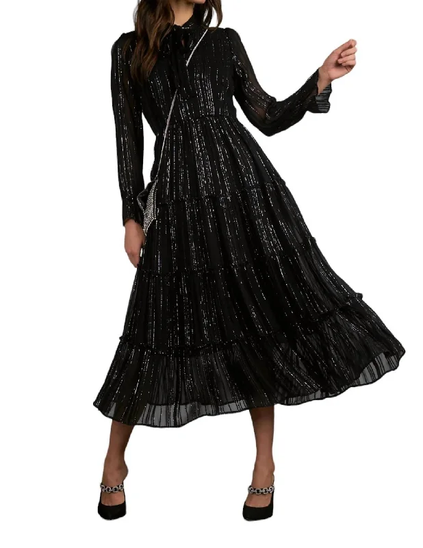 Epic Deals Shimmer Stripe Maxi Dress In Black Shimmer Stripe