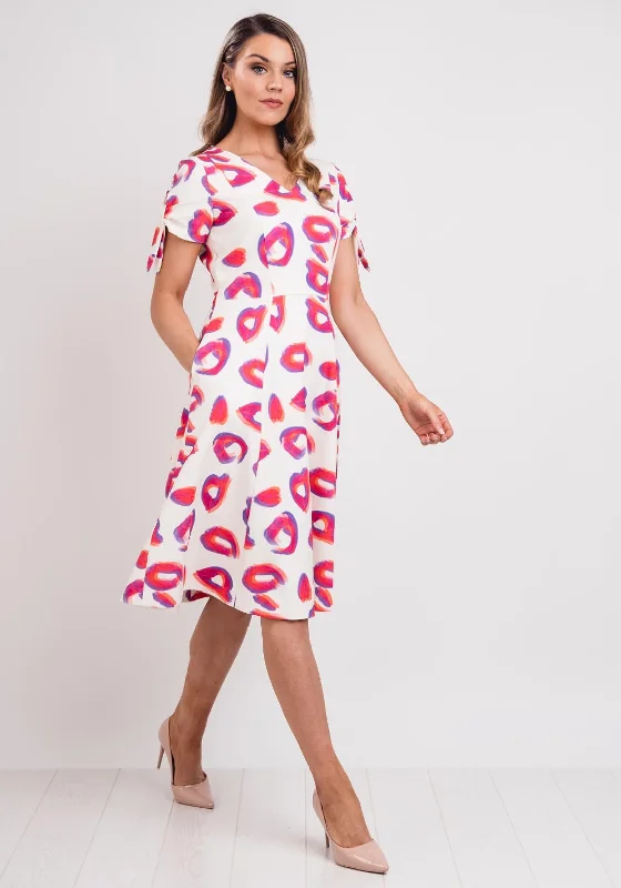 Bargain Blast Kate Cooper Printed Flared Midi Dress, Cream Multi