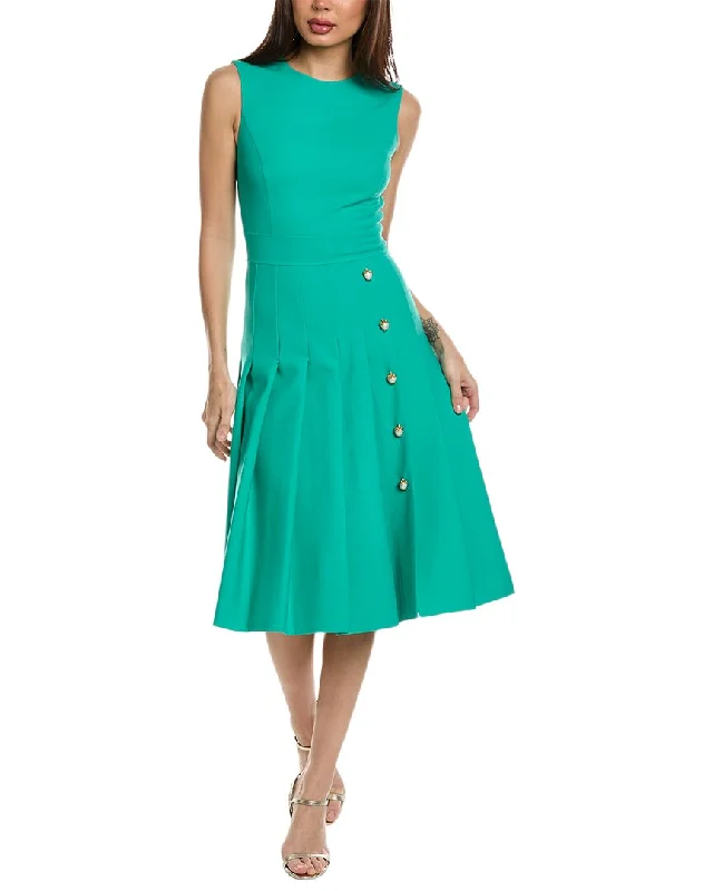 Amazing Deals Oscar de la Renta Pleated Wool-Blend A-Line Dress