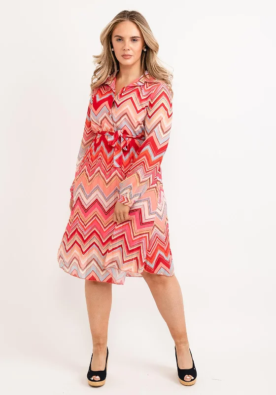 Mega Deal Seventy1 One Size Zig Zag Pleated Mini Dress, Pink Multi