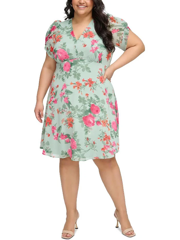 Shop and Save Plus Womens Party Knee-Length Fit & Flare Dress