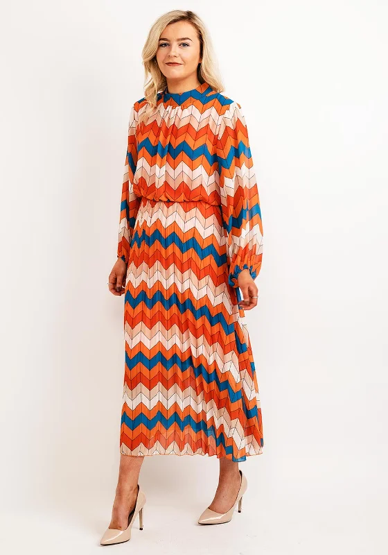 Can't Miss Seventy1 One Size Patterned Blouson Waist Maxi Dress, Orange Multi