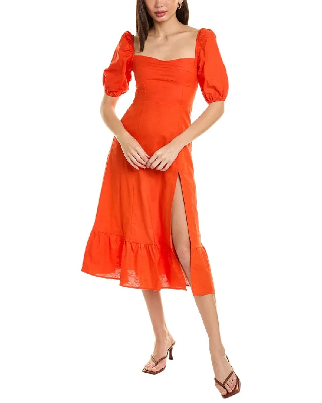 Overstock Sale Lyra & Co Linen-Blend Midi Dress