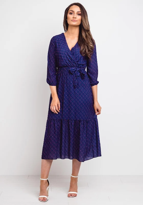 Steals and Deals Kate + Pippa Boho Printed Midi Dress, Navy