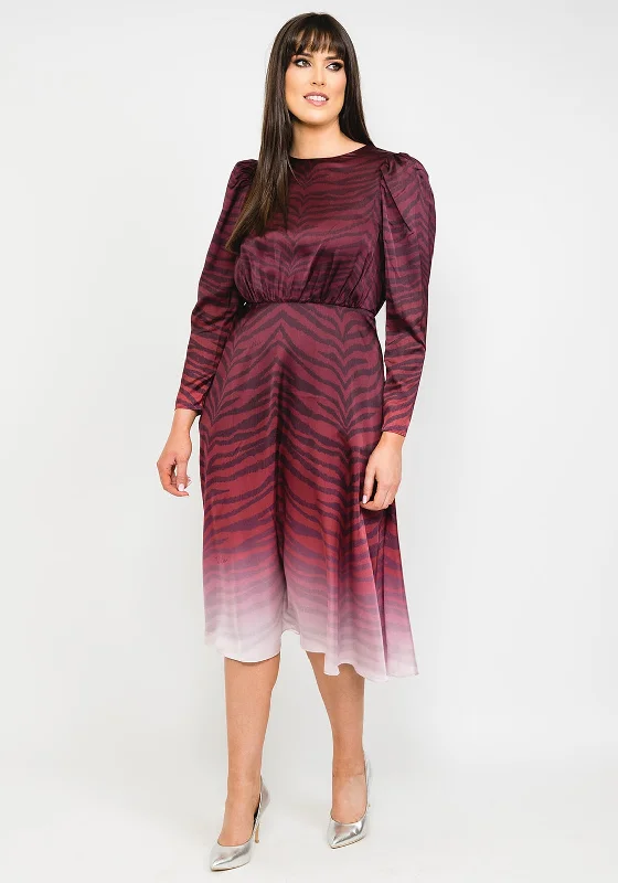 Deal Frenzy Ted Baker Banarni Zebra Print Midi Dress, Oxblood