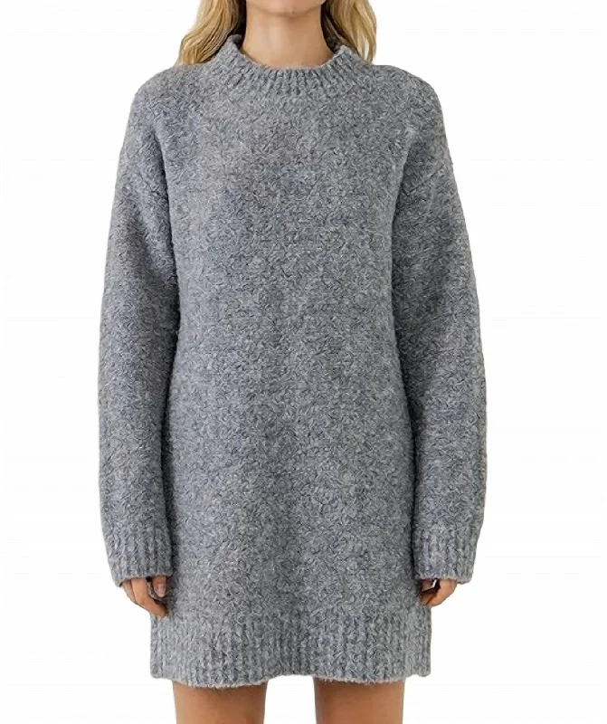 Fantastic Offers Cozy Round Neck Sweater Dress In Grey