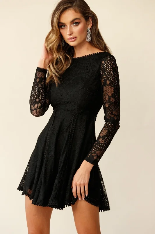 Today’s Deal Palm Springs Lace Overlay Low Back Dress Black