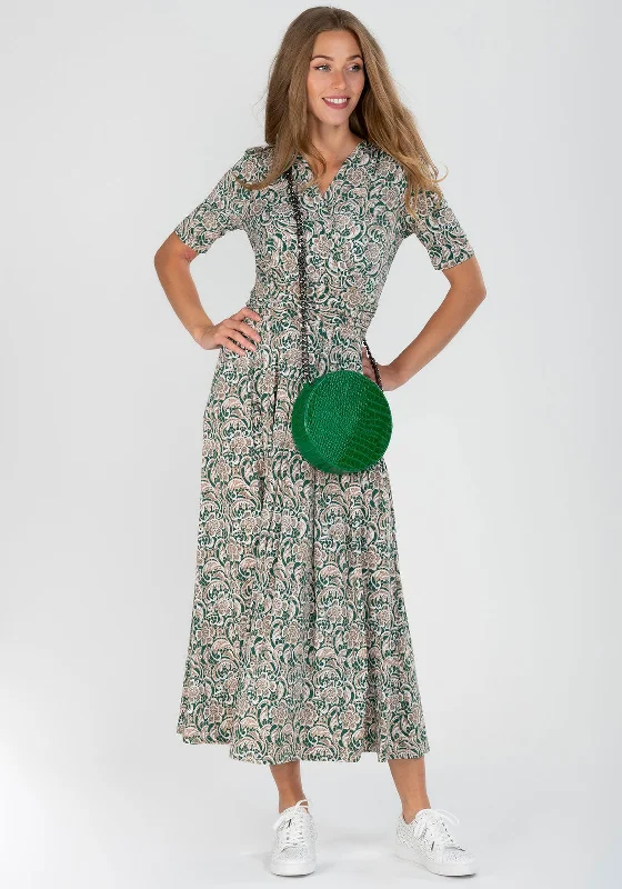 Price Buster Jolie Moi Vintage Print Midi Dress, Green Multi