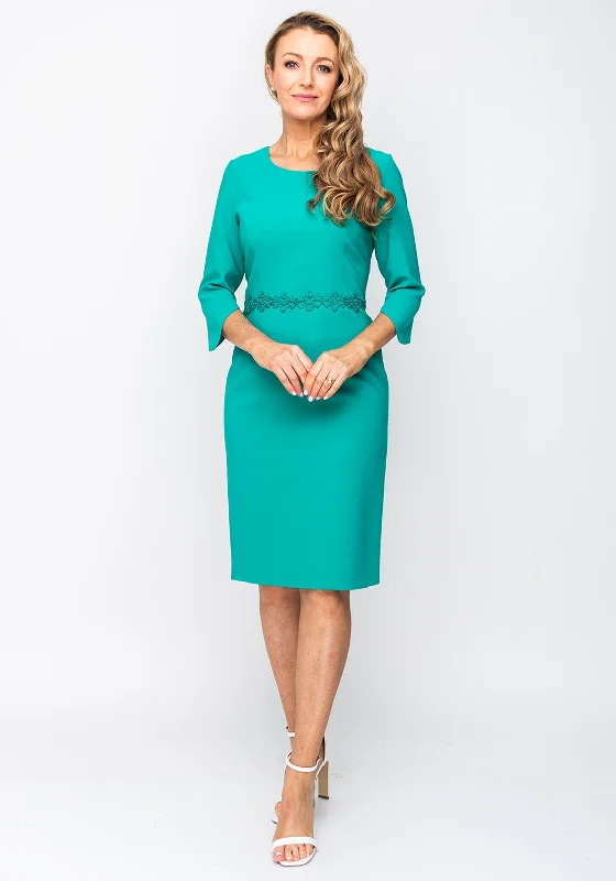 Early Access Lizabella Embroidered Waist Pencil Dress, Jade