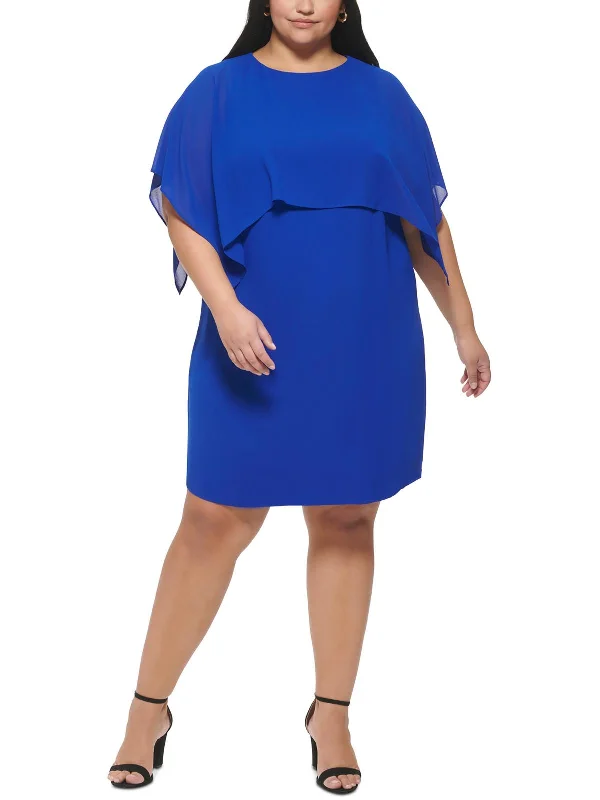 Can't Miss Plus Womens Wedding Short Shift Dress