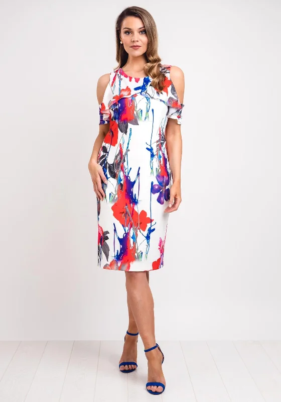 Online Only Lizabella Digital Floral Cold Shoulder Dress, Multi