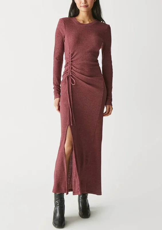 Savings Alert Ruched Tie Maxi Dress In Boysenberry