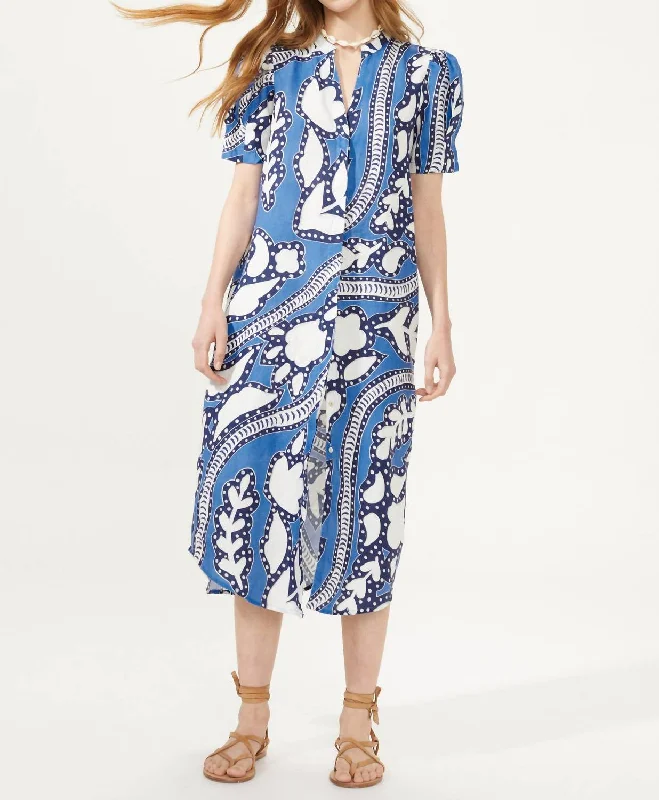 Blowout Sale Athina Midi Linen Dress In Mykonos Blue