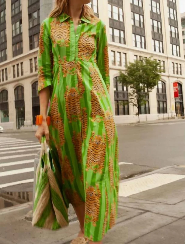 Mega Sale Luciana Tiger Dress In Green