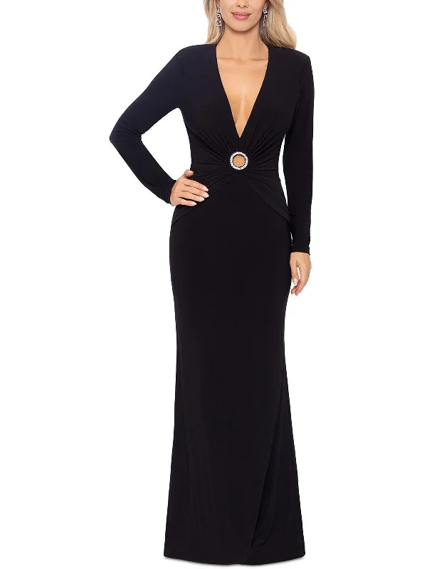 Final Markdown Womens Embellished Long Evening Dress